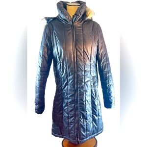 Halifax Traders Long Puffer Jacket Parka with Faux Fur Removable Hood   …